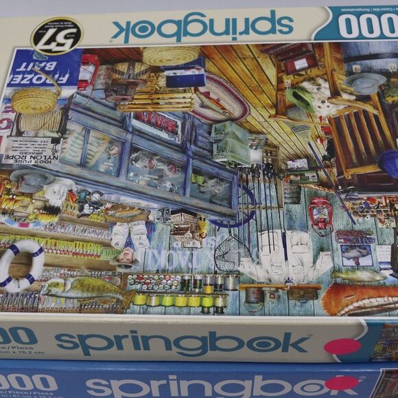 Springbok 1000 pc Puzzles Lot 2 Groovy Records and Bait Shop Fathers Day - Picture 6 of 11